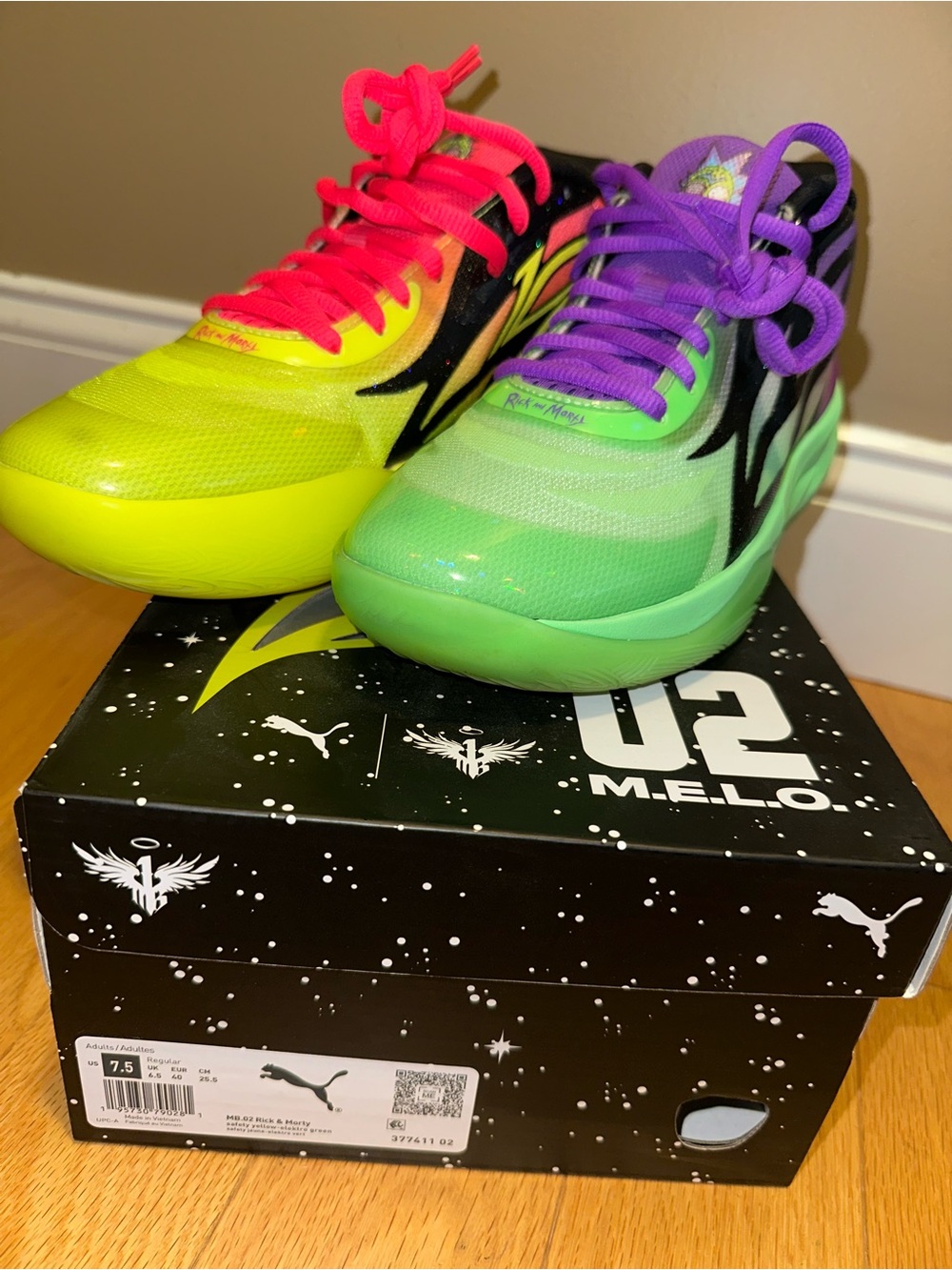 Puma Kids' Neon Multicolor Melo Sneakers — Yellow, Green, Pink, Purple